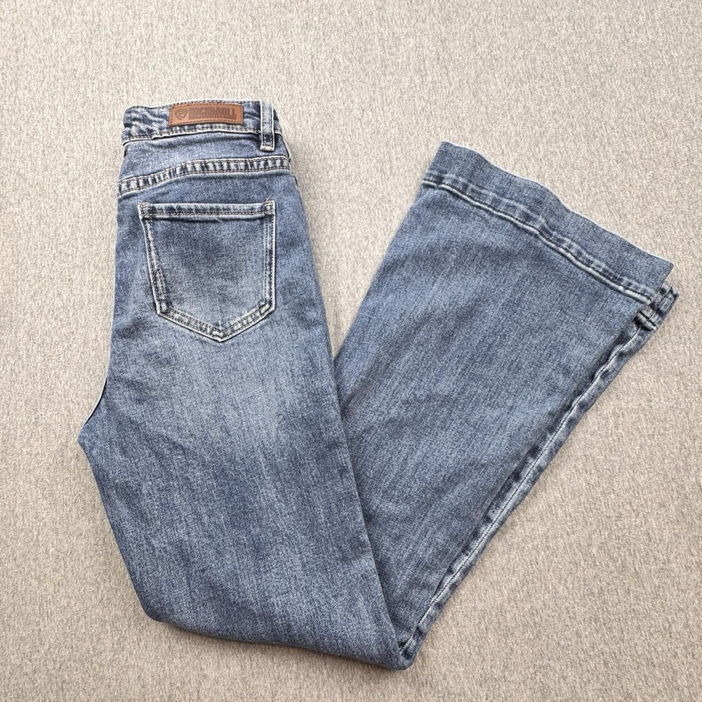 Rock & Roll Denim Jeans Midrise Trouser Womens 28x32 Blue Flare Cowgirl‎